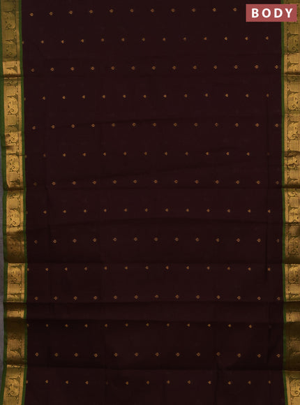 Maroon & Green Semi Silk Cotton Saree - Buttas