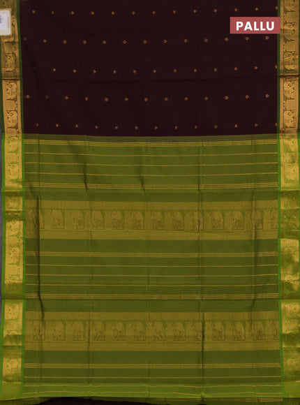 Maroon & Green Semi Silk Cotton Saree - Buttas