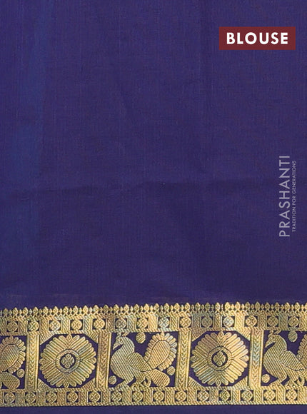 Peacock blue & Navy Blue Semi Silk Cotton Saree - Buttas