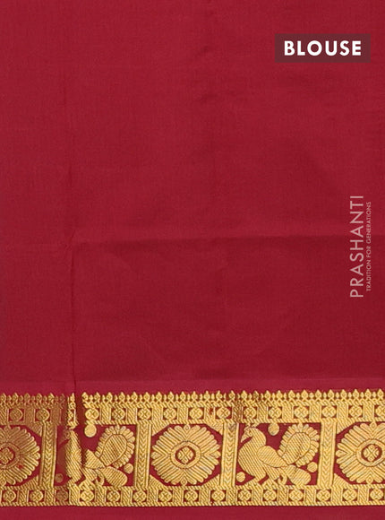 Blue & Maroon Semi Silk Cotton Saree - Buttas