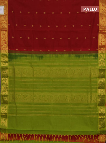 Maroon & Green Semi Silk Cotton Saree - Buttas