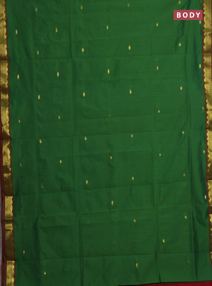 Green & Maroon Semi Silk Cotton Saree - Buttas