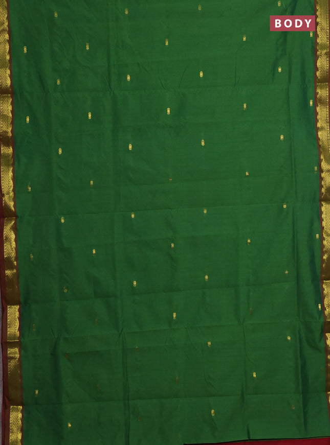 Green & Maroon Semi Silk Cotton Saree - Buttas