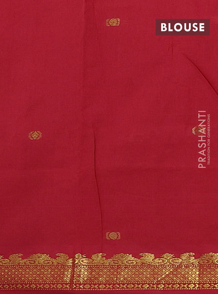 Green & Maroon Semi Silk Cotton Saree - Buttas