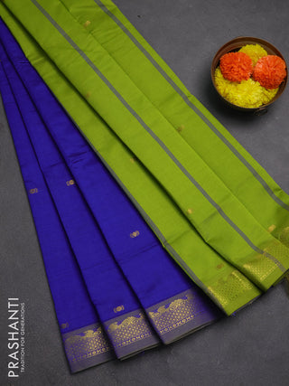 Blue & Green Semi Silk Cotton Saree - Buttas