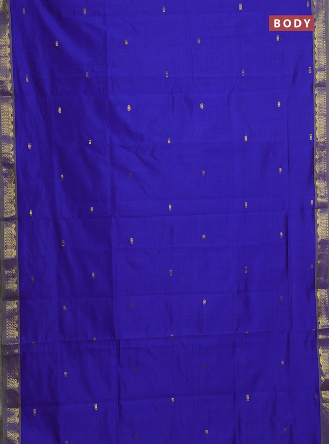 Blue & Green Semi Silk Cotton Saree - Buttas