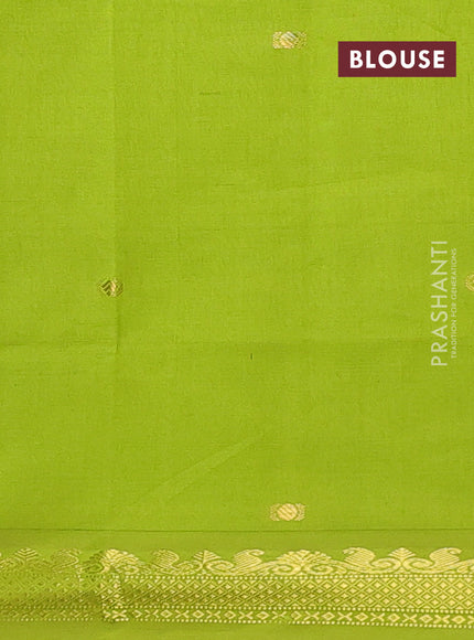 Blue & Green Semi Silk Cotton Saree - Buttas