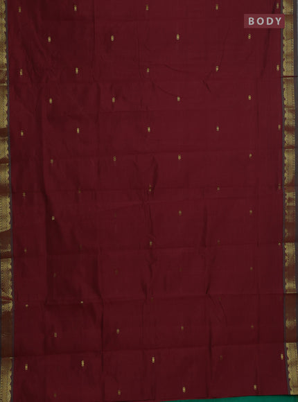 Maroon & Green Semi Silk Cotton Saree - Buttas