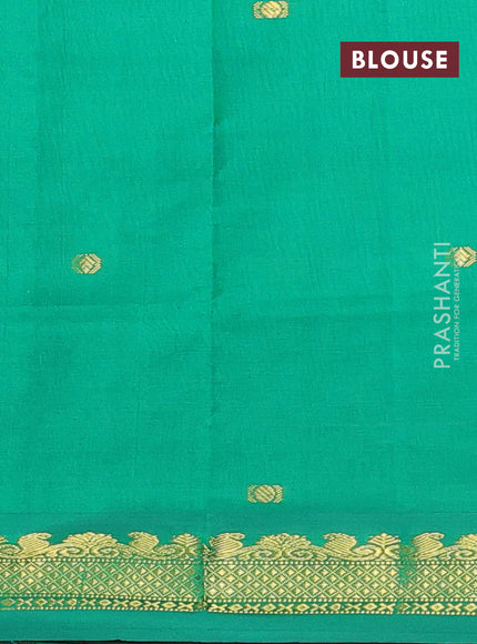 Maroon & Green Semi Silk Cotton Saree - Buttas