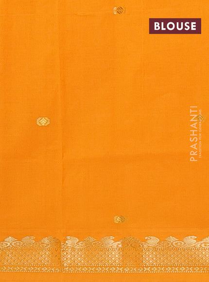 Blue & Mustard Yellow Semi Silk Cotton Saree - Buttas