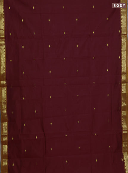 Maroon & Mustard Yellow Semi Silk Cotton Saree - Buttas