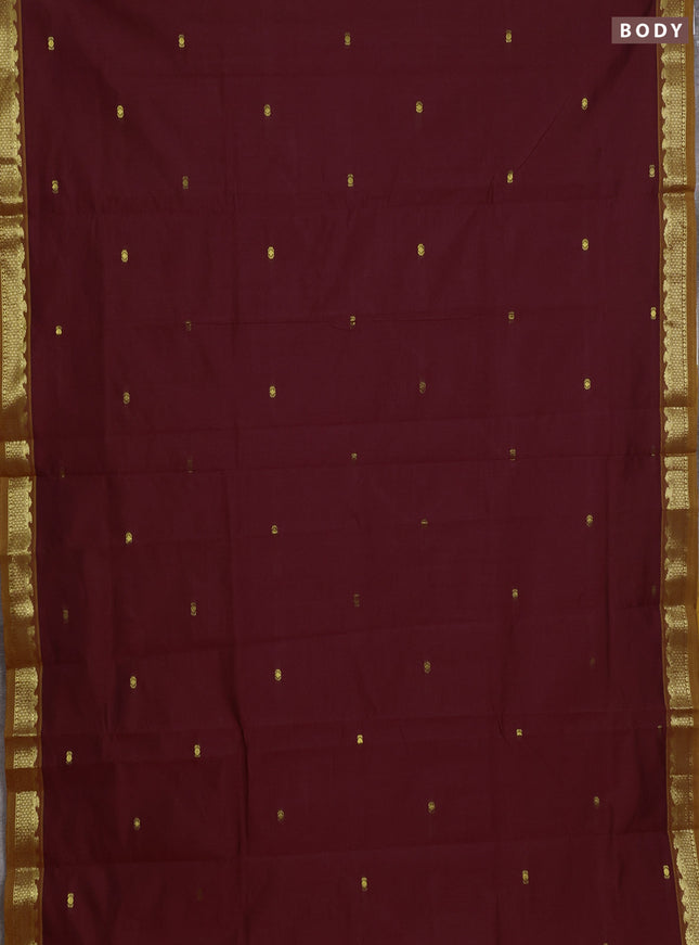 Maroon & Mustard Yellow Semi Silk Cotton Saree - Buttas