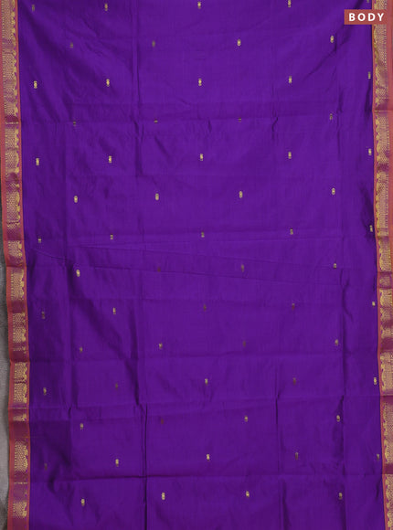 Purple & Mustard Yellow Semi Silk Cotton Saree - Buttas