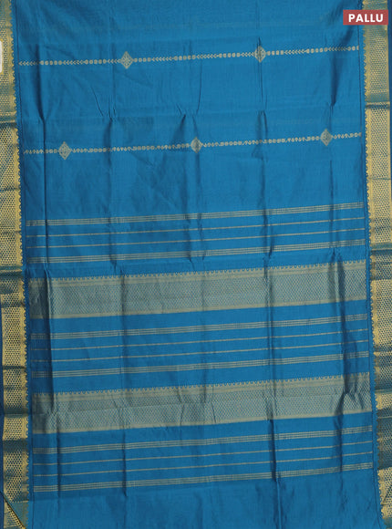 Blue Semi Silk Cotton Saree - Zari Weaves