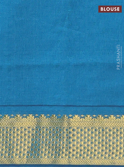 Blue Semi Silk Cotton Saree - Zari Weaves