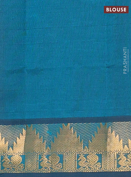 Maroon & Peacock Green Semi Silk Cotton Saree - Zari Weaves