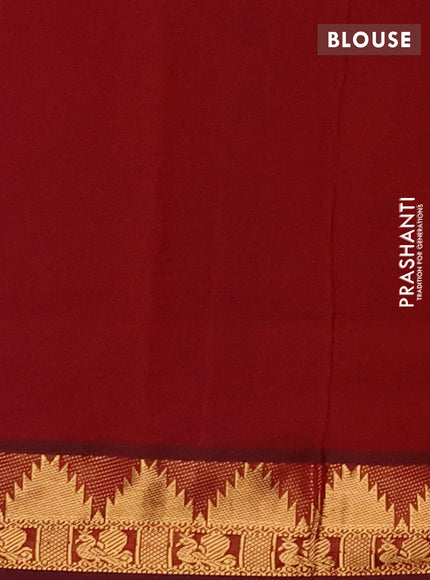 Blue & Maroon Semi Silk Cotton Saree - Zari Weaves
