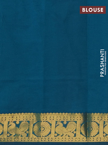 Maroon & Peacock Green Semi Silk Cotton Saree - Zari Weaves