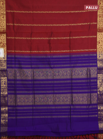 Maroon & Violet Semi Silk Cotton Saree - Zari Weaves