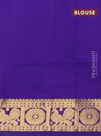 Maroon & Violet Semi Silk Cotton Saree - Zari Weaves