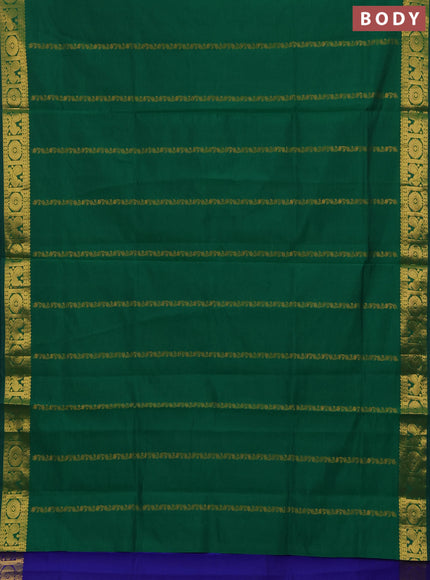 Green & Blue Semi Silk Cotton Saree - Zari Weaves