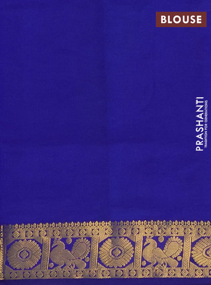 Green & Blue Semi Silk Cotton Saree - Zari Weaves