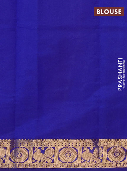Maroon & Blue Semi Silk Cotton Saree - Zari Weaves