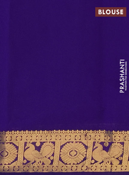 Peacock Blue & Violet Semi Silk Cotton Saree - Zari Weaves