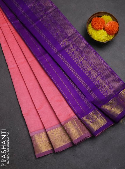 Pink & Purple Semi Silk Cotton Saree