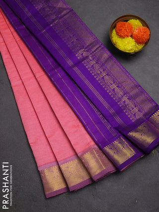 Pink & Purple Semi Silk Cotton Saree