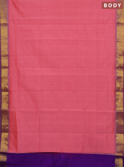 Pink & Purple Semi Silk Cotton Saree