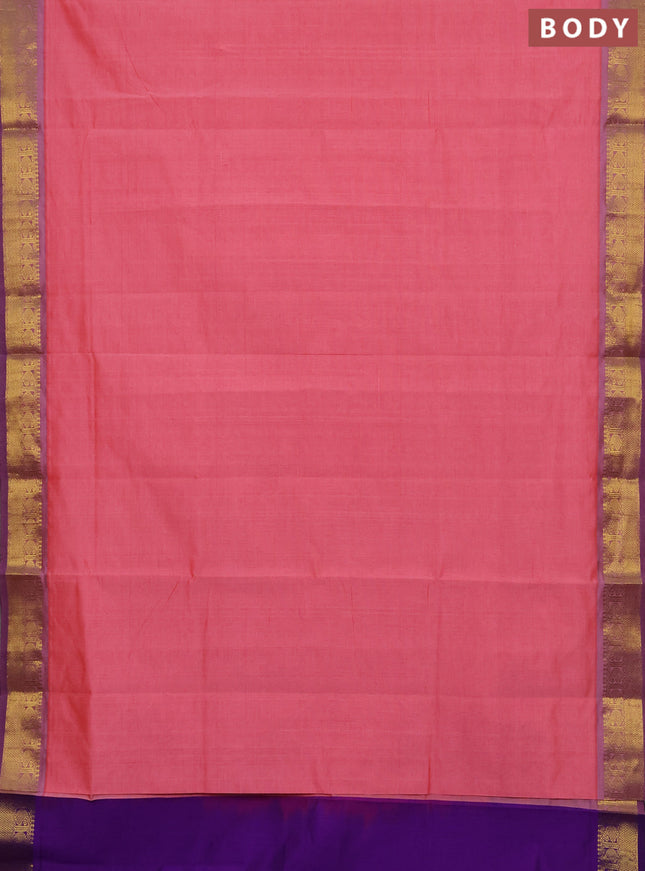 Pink & Purple Semi Silk Cotton Saree