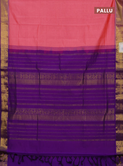 Pink & Purple Semi Silk Cotton Saree