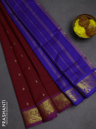 Maroon & Violet Semi Silk Cotton Saree - Buttas