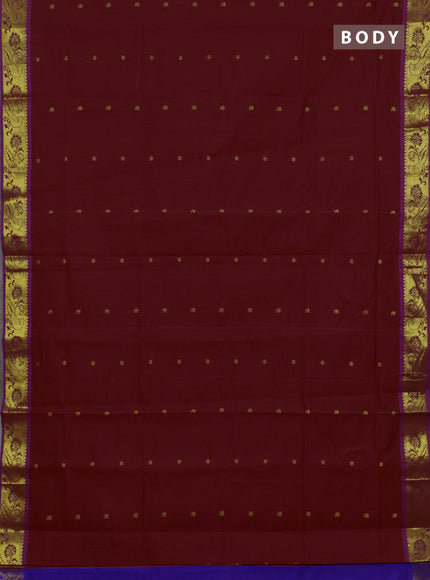 Maroon & Violet Semi Silk Cotton Saree - Buttas