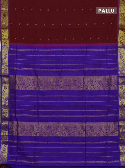 Maroon & Violet Semi Silk Cotton Saree - Buttas