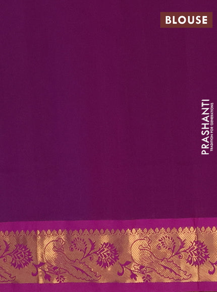 Peacock Blue & Magenta Pink Semi Silk Cotton Saree - Buttas
