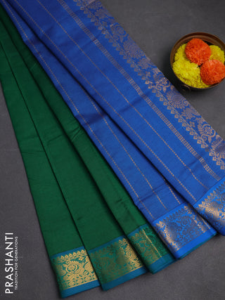 Green & Blue Semi Silk Cotton Saree