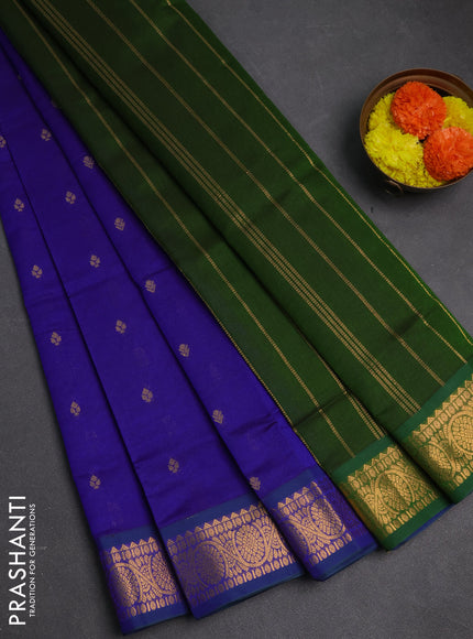Violet & Green Semi Silk Cotton Saree - Buttas