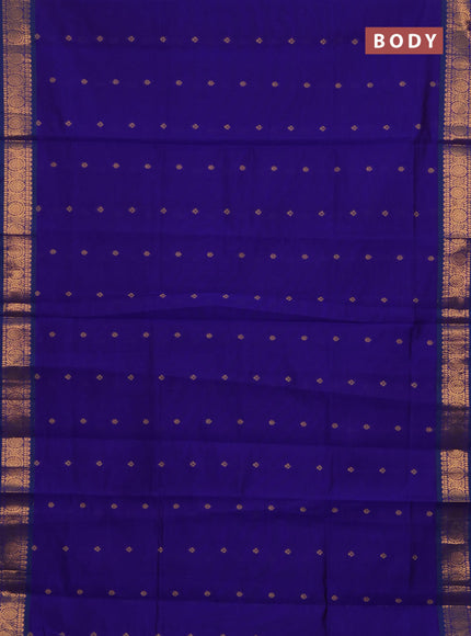 Violet & Green Semi Silk Cotton Saree - Buttas