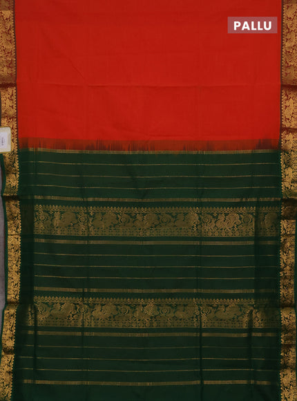 Orange & Green Semi Silk Cotton Saree