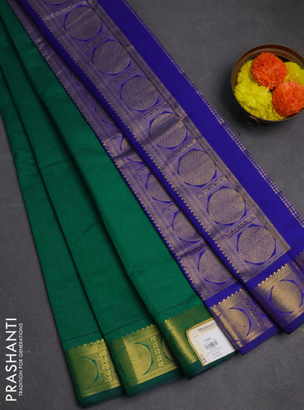 Green & Blue Semi Silk Cotton Saree