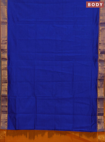 Blue & Mustard Yellow Semi Silk Cotton Saree