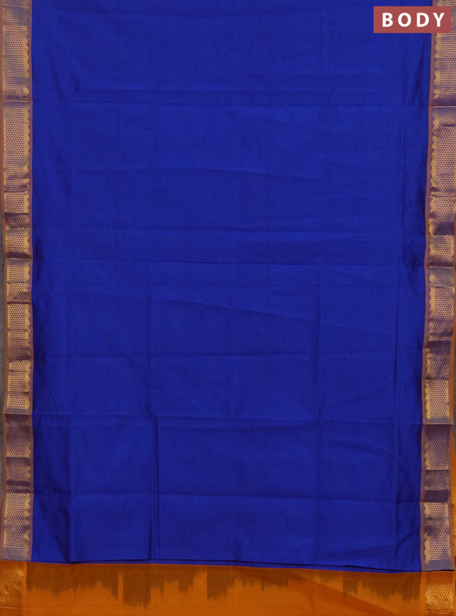 Blue & Mustard Yellow Semi Silk Cotton Saree