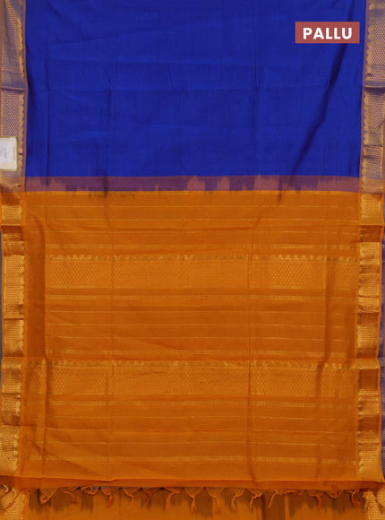 Blue & Mustard Yellow Semi Silk Cotton Saree
