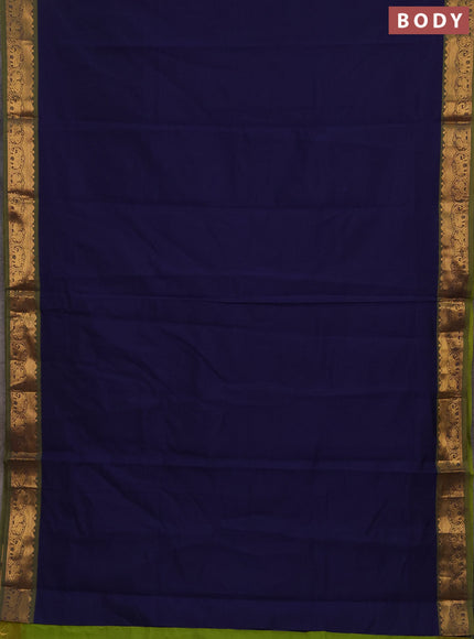 Navy Blue & Green Semi Silk Cotton Saree