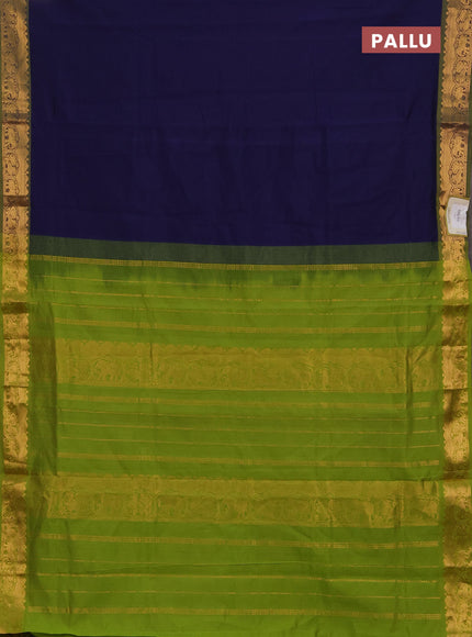 Navy Blue & Green Semi Silk Cotton Saree