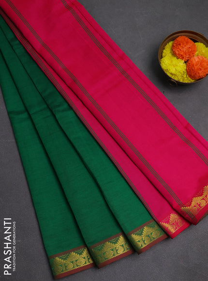 Green & Pink Semi Silk Cotton Saree