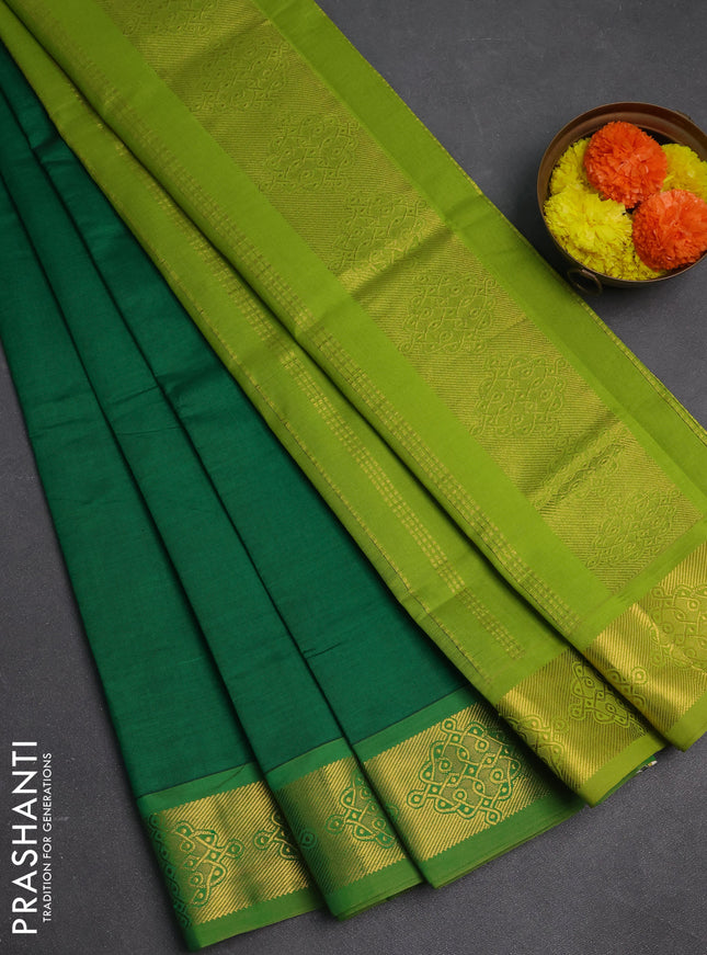 Green Semi Silk Cotton Saree