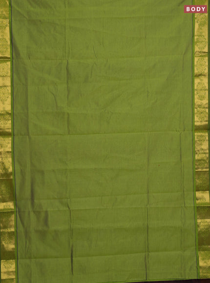 Green & Coffee Brown Semi Silk Cotton Saree
